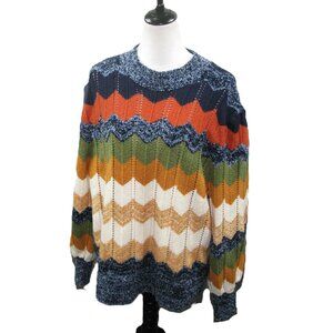 Grace + Karma Colorful Stripe Puff Sleeve Mock Neck Sweater Size XL